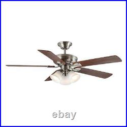 H. Bay Campbell 52 in. LED Indoor Brushed Nickel Ceiling Fan withLight Kit-Remote
