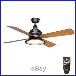 H. Bay Valle Paraiso 52 Indoor Oil-Rubbed Bronze Ceiling Fan-Light Kit-Remote C