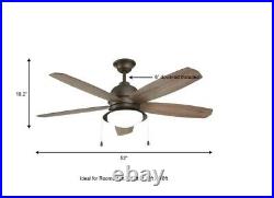 H D Ackerly 52 in. Integrated LED Indoor/Outdoor Bronze Ceiling Fan with Light Kit