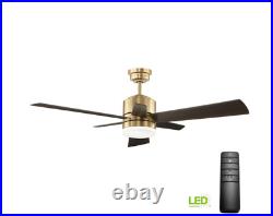H D Hexton 52 in. Indoor Integrated LED Brushed Gold Ceiling Fan with Light Kit