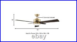 H D Hexton 52 in. Indoor Integrated LED Brushed Gold Ceiling Fan with Light Kit