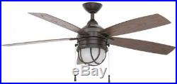 HAMPTON BAY 52 in. Ceiling Fan w Light Kit Decor LED Indoor Outdoor Natural Iron