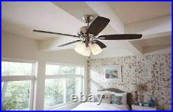 HAMPTON BAY Rockport 52 in. LED Brushed Nickel Ceiling Fan with Light Kit