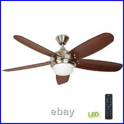 HDC Breezemore 56 in. LED Brushed Nickel Ceiling Fan with Light Kit and Remote