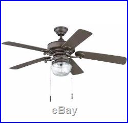 HDC Bromley 52 in. LED Indoor/Outdoor Bronze Ceiling Fan with Light Kit 34346
