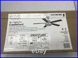 HDC Castleford 52 in. Matte White Downrod Ceiling Fan with LED Light Kit & Remote