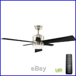 HDC Hexton 52 in. LED Indoor Brushed Nickel Ceiling Fan with Light Kit & RemotCnt