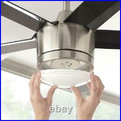 HDC Merwry 52 in. Int. LED Indoor B. Nickel Ceiling Fan with Light & Remote C
