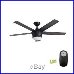 HDC Merwry 52 in. Integrated LED Indoor Matte Black Ceiling Fan with Light Kit