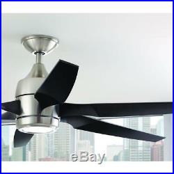 HDC Merwry 52 in. Integrated LED Indoor Matte Black Ceiling Fan with Light Kit