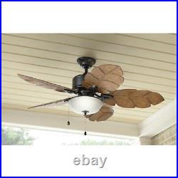 HDC Palm Cove 52 in. Indoor/Outdoor LED Natural Iron Ceiling Fan with Light Kit
