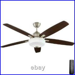 HDC Sudler Ridge 60 in. LED Indoor Brushed Nickel Ceiling Fan with Light & Remote