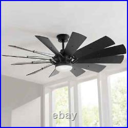 HDC Trudeau 60 in. LED Indoor Matte Black Ceiling Fan with Light Kit and Remote