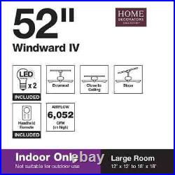 HDC Windward IV 52 in. LED Indoor Matte White Ceiling Fan + Light Kit&Remote