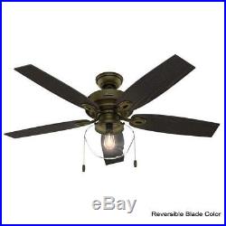 HUNTER 52 in Indoor Outdoor Ceiling Fan LED Light Kit Pull Chain 3 Speed Bronze