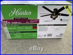 HUNTER Bishop Hill 52 LED Indoor/Outdoor Noble Bronze Ceiling Fan with Light Kit