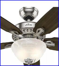 HUNTER Heathrow 52 Indoor Brushed Nickel Ceiling Fan with LED Light Kit 52119
