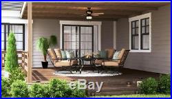 Hampton Bay 46 in. LED Indoor Outdoor Natural Iron Ceiling Fan with Light Kit