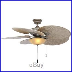 Hampton Bay 48 in. Indoor/Outdoor Cambridge Silver Ceiling Fan with Light Kit