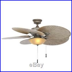 Hampton Bay 48 in. Indoor/Outdoor Cambridge Silver Ceiling Fan with Light Kit