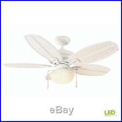 Hampton Bay 48 in. LED Indoor/Outdoor Matte White Ceiling Fan with Light Kit