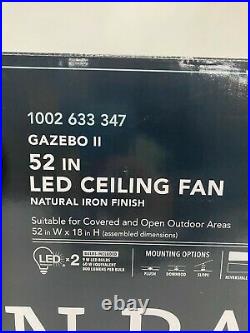 Hampton Bay 52 Ceiling Fan Gazebo II Indoor/Outdoor LED Light Kit Natural Iron