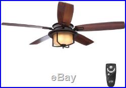 Hampton Bay 52 In. Oil-Rubbed Bronze Ceiling Fan With Light Kit Remote Control