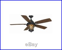 Hampton Bay 52 Indoor/Outdoor Ceiling Fan Natural Iron, with Light Kit, Warranty