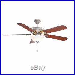 Hampton Bay 52 in. Indoor Brushed Nickel Ceiling Fan with Light Kit pull chain