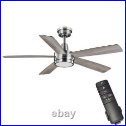 Hampton Bay 52133 Fanelee 54 Brushed Nickel Smart Ceiling Fan Light Kit Remote