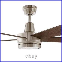Hampton Bay 52133 Fanelee 54 Brushed Nickel Smart Ceiling Fan Light Kit Remote