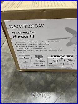 Hampton Bay AM214LED-WH Harper III 44 in. LED White Ceiling Fan with Light Kit
