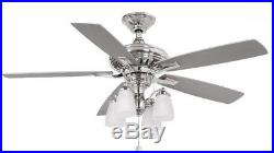 Hampton Bay Bristol Lane 52 Indoor Polished Nickel Ceiling Fan With Light Kit