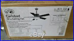 Hampton Bay Carlsbad 52 in. Brushed Nickel Ceiling Fan withLight Kit & Remote NBW
