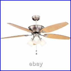 Hampton Bay Carrolton 52 in. Indoor Brushed Nickel Ceiling Fan with Light Kit