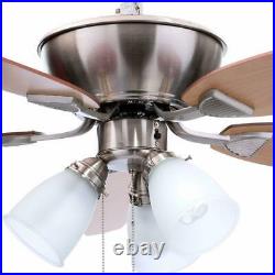 Hampton Bay Carrolton 52 in. Indoor Brushed Nickel Ceiling Fan with Light Kit