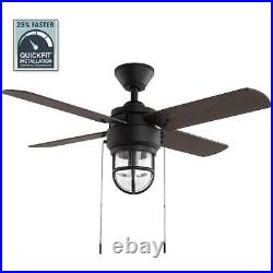 Hampton Bay Ceiling Fan 44 Plywood Blade 3-Speed LED Matte Black with Light Kit