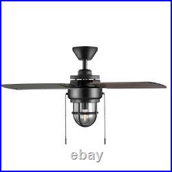 Hampton Bay Ceiling Fan 44 Plywood Blade 3-Speed LED Matte Black with Light Kit
