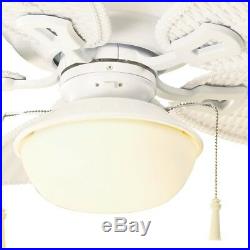Hampton Bay Ceiling Fan 48 Inch LED Light Kit Indoor Outdoor Pull Chain White