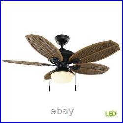 Hampton Bay Ceiling Fan 48 in. LED Indoor/Outdoor with Light Kit Natural Iron