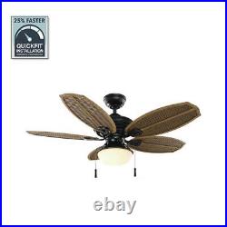 Hampton Bay Ceiling Fan 48 in. LED Indoor/Outdoor with Light Kit Natural Iron