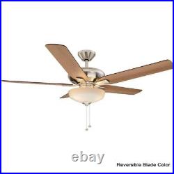 Hampton Bay Ceiling Fan 52 3-Speed Indoor In Brushed Nickel with LED Light Kit