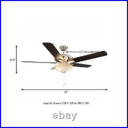 Hampton Bay Ceiling Fan 52 5-Blade Indoor Modern Brushed Nickel with Light Kit