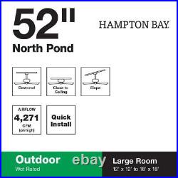 Hampton Bay Ceiling Fan 52 Black Downrod Reversible Motor Light Kit Adaptable
