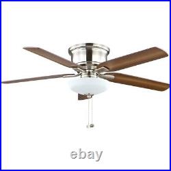 Hampton Bay Ceiling Fan 52 LED Indoor Low Profile Brushed Nickel With Light Kit
