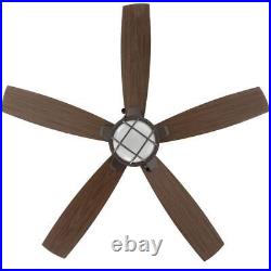 Hampton Bay Ceiling Fan 52 in LED Indoor/Outdoor Natural Iron with Light Kit