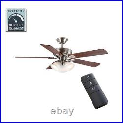 Hampton Bay Ceiling Fan 52Reversible Blades Brushed Nickel with Light Kit+Remote