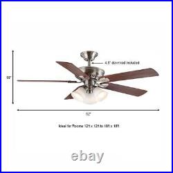 Hampton Bay Ceiling Fan 52Reversible Blades Brushed Nickel with Light Kit+Remote