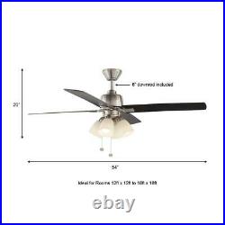 Hampton Bay Ceiling Fan 54-Inch Light Kit Malone LED Brushed Nickel