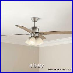 Hampton Bay Ceiling Fan 54-Inch Light Kit Malone LED Brushed Nickel